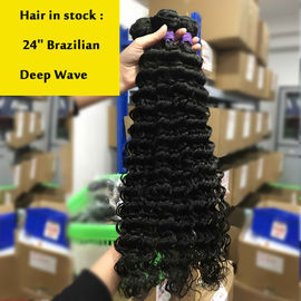 China Tiefe Wellen-brasilianische Haar-Bündel, unverarbeitete brasilianische gelocktes Haar-Bündel  fournisseur