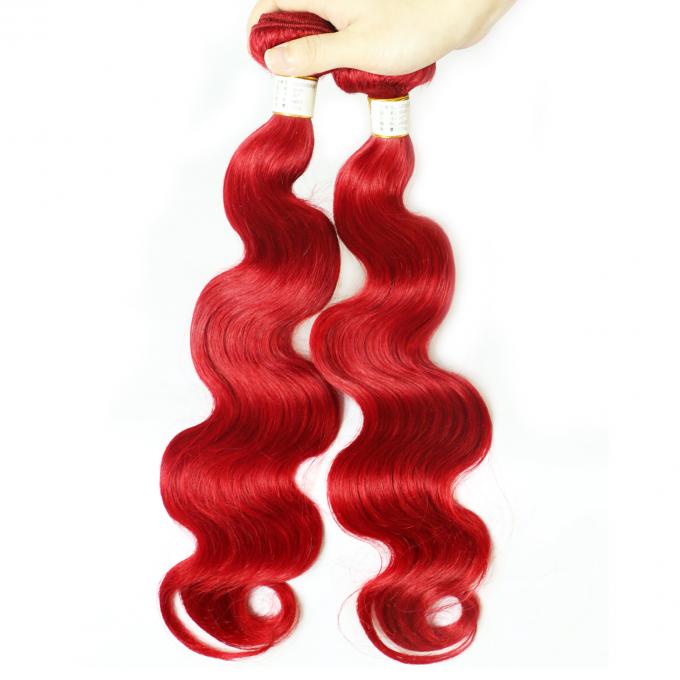 Rote Farbkörper-Wellen-brasilianisches Haar-peruanisches Jungfrau-Menschenhaar 12" bis 26" kein Verschütten