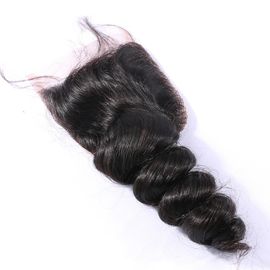 China Volles Spitze-Schließungs-Schweizer Spitze-freies Teil-natürliche Farbe der Haar-Dichte-4x4 fournisseur