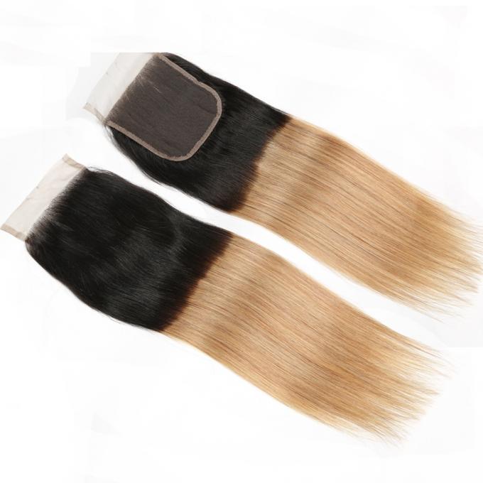 1b 27 gerade Spitze-Schließungs-Haar-Stücke der Jungfrau-4x4 für das Verringerungshaar der Frauen