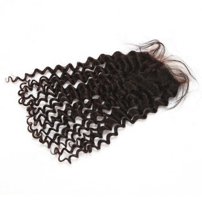 Brasilianisches Jungfrau-Haar-gelockte Beschaffenheits-Spitzen-Spitze-Schließung 4"“ Größe der Spitze-x4 für schwarze Dame